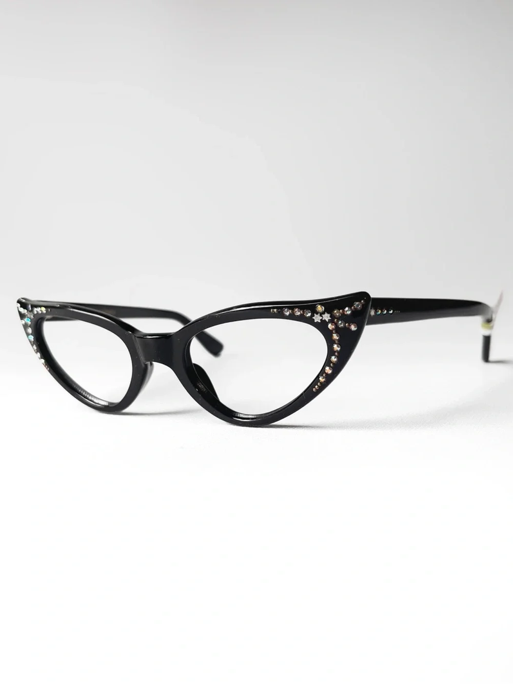 Vintage Petite Fit Pointy French Rhinestone Cat Eye Glasses New Old Stock France